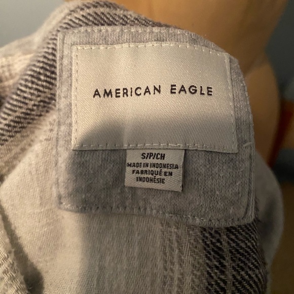 Women’s Grey and White Flannel Hoodie - Picture 2 of 2